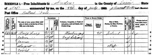 Lucey's in the 1860 Census